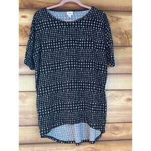 Lularoe Irma Small‎ High Low Tunic Top Shirt Black White Cross Religious Gothic